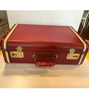 Beautiful vintage suitcase Glantz Philadelphia dark red GUC
